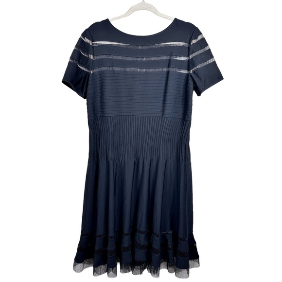 Tadashi Shoji Too Cutout Stretch Jersey Mesh Cocktail Dress 1X Black Fit & Flare - Picture 4 of 16